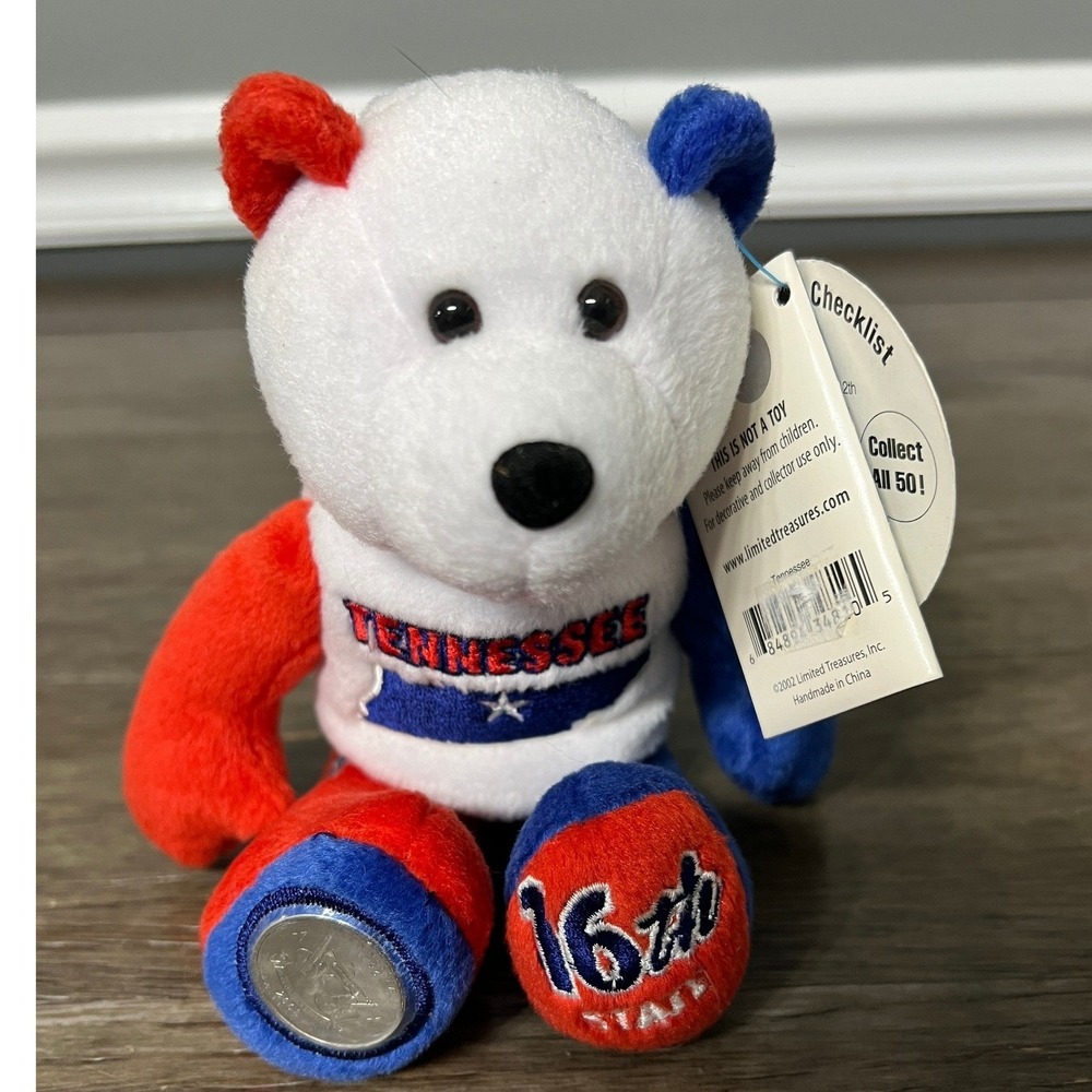 Tennessee Coin Bear Plush Limited Treasures 50 States America State Quarter 6"